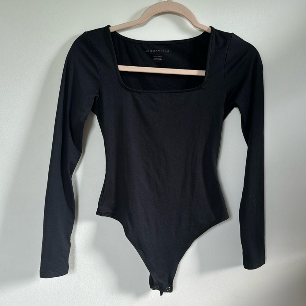 Square neck black body suit